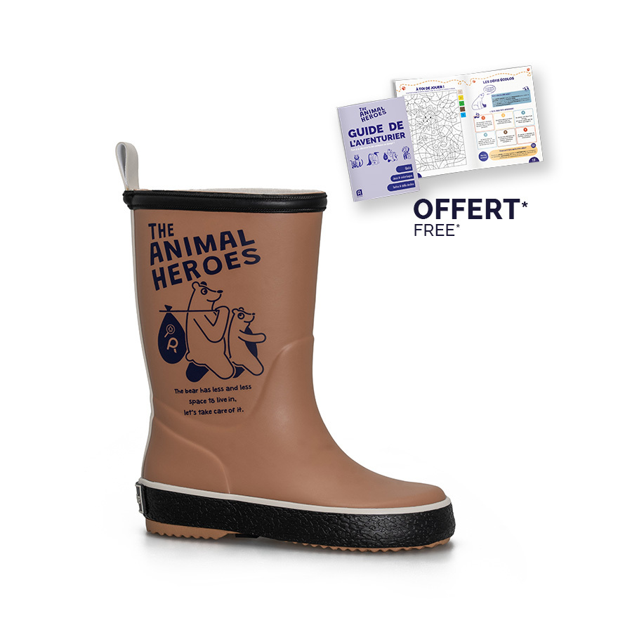 Botte Enfant Marron en Caoutchouc - Botte ANIMAL HEROES Marron