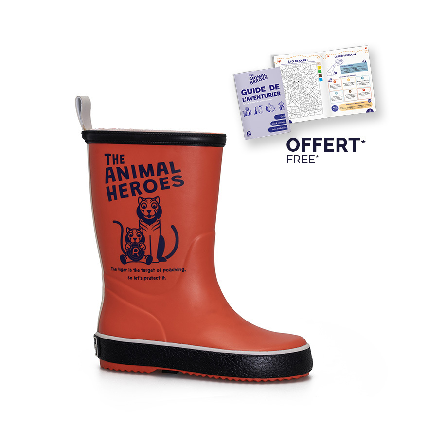 Botte Enfant Orange en Caoutchouc - Botte ANIMAL HEROES Orange