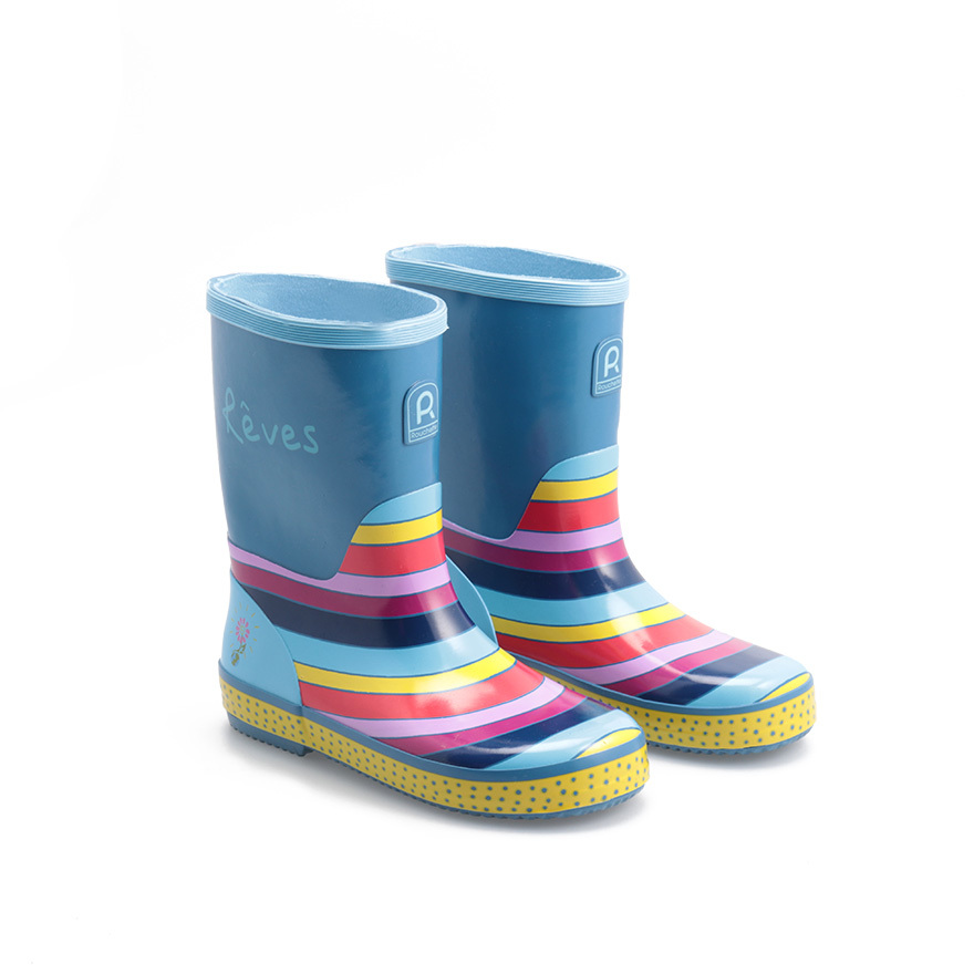 Botte en Caoutchouc Enfant - Bottes de Pluie Fourrée Bleu - Taille