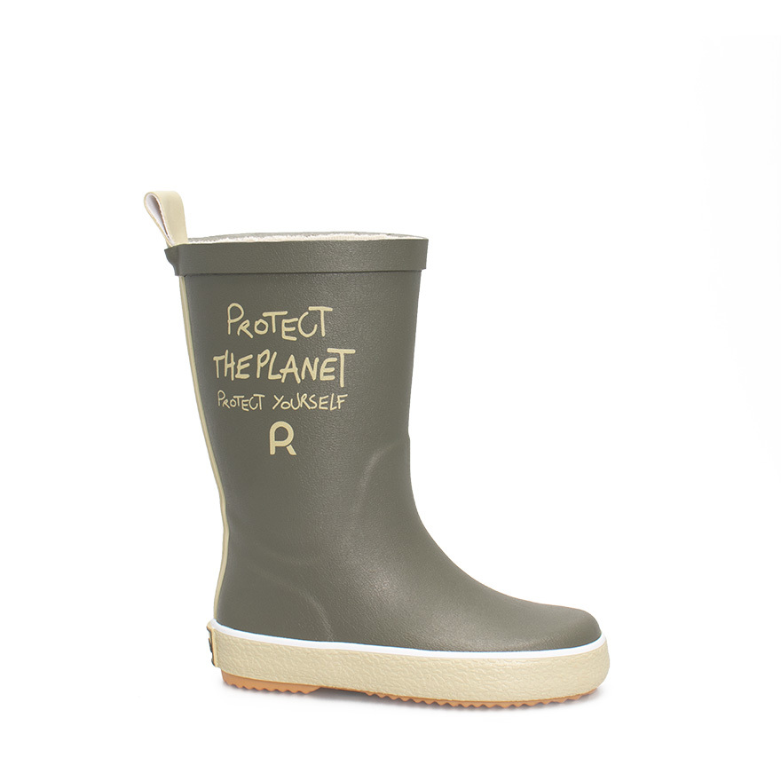 Botte Enfant Kaki en Caoutchouc - Botte PROTECT THE PLANET KIDS Kaki